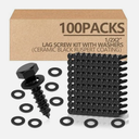 Tandefio 100 Pack 1/2''X 2'' Lag Bolts Screw with Washer Galvanized, Black