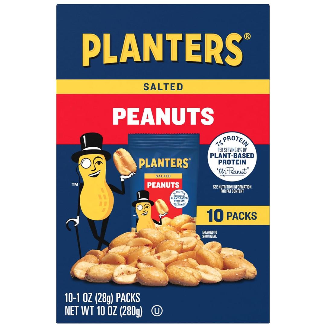 Planters Salted Peanuts 10 ct Box, 1 oz Packs, Pack of 6 (EXP 09/29/26)