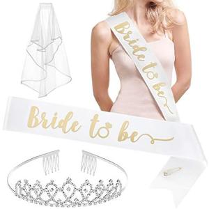 Jektong Party Decorations Kit - Bride To Be Shower Decorations | Sash, Rhinestone Tiara