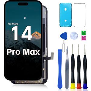 FNKJYND LCD for iPhone 14 Pro Max Screen Replacement 6.7 inch (Model A2651, A2893, A2896, A2895, A2894) 3D Touch Screen Display digitizer Assembly w/Repair Tool kit Waterproof Adhesive Tempered Glass