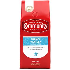 Community Coffee French Vanilla Flavored Ground Coffee, Medium Roast, 12 oz Bag (Pack of 6) (BB: 09/26/2025)
