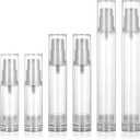 6pcs Airless Travel Pump Bottle, Empty Airless Pump Bottles Refillable Clear Travel Pumps Bottle Plastic Press Lotion Travels Container for Lotion Foundation DIY Creams(5ml 10ml 15ml)