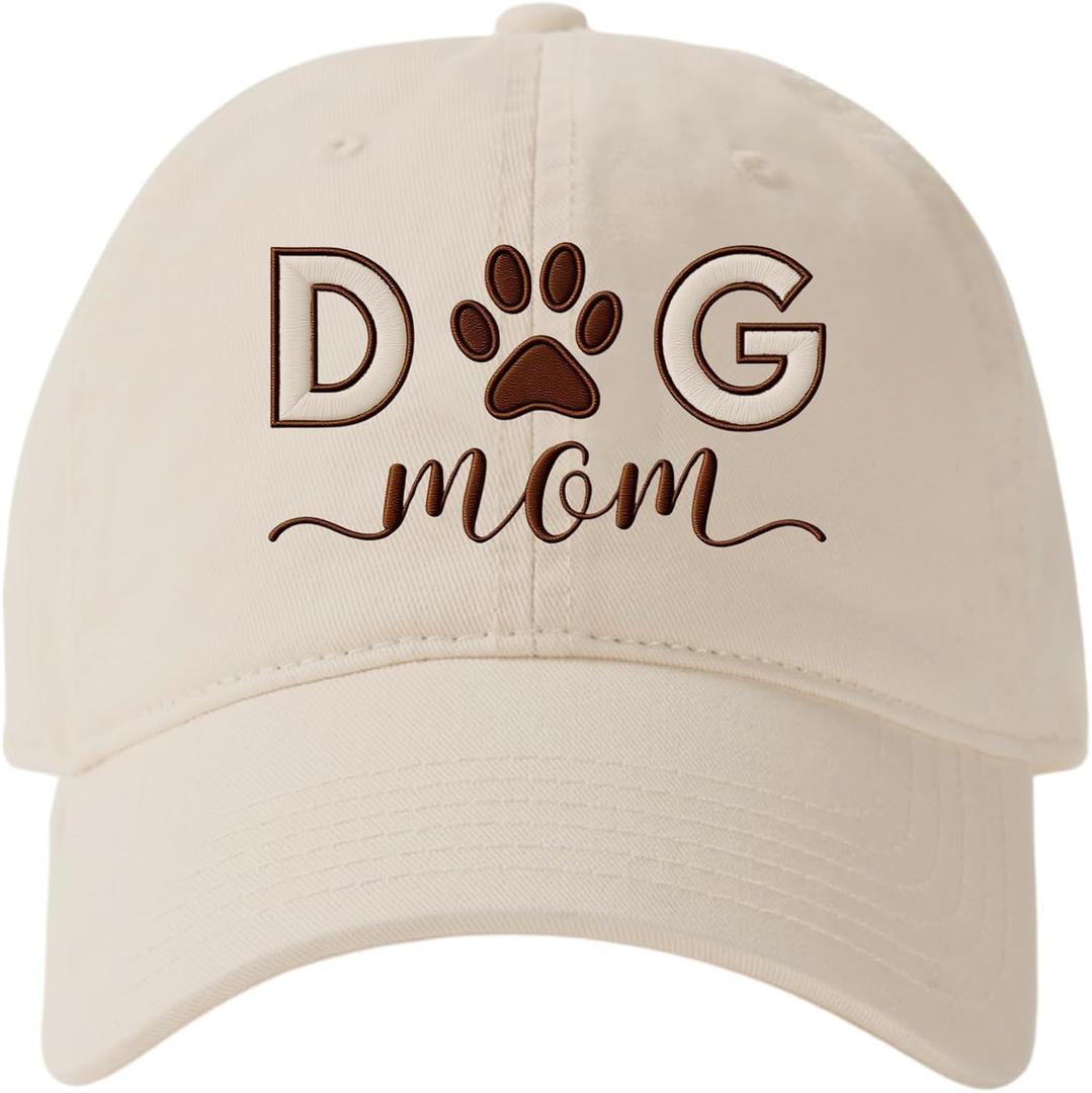 Dog Mom Gifts for Women Dog Lover Gifts Dog Mom Hat for Dog-Loving Woman Baseball Cap Beige