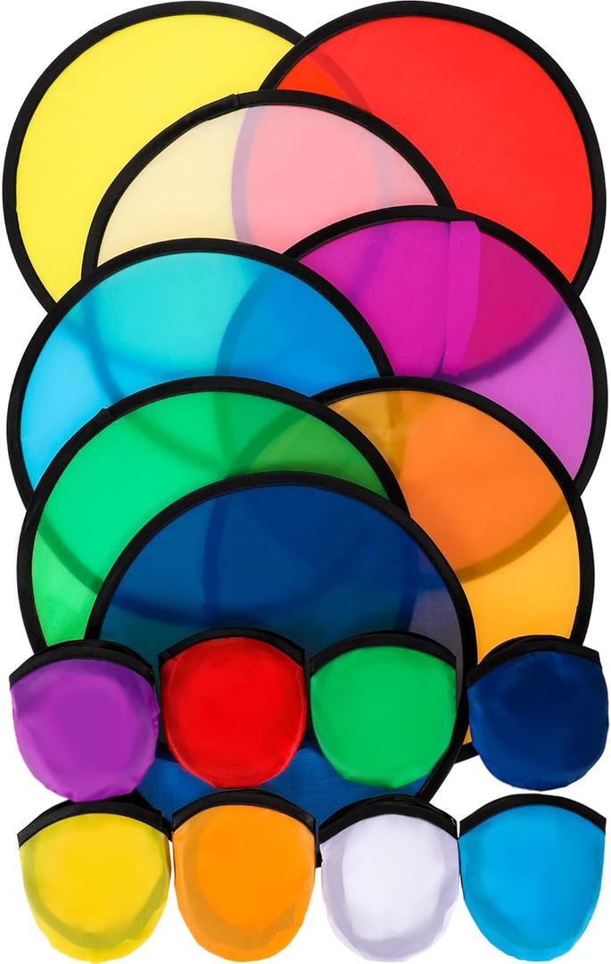 Gejoy Foldable Flying Disc Fans Bulk with Bags 9.8 Inch DIY Sublimation Handheld Cooling Fan Beach Flying Disc for Summer Outdoor Games Activities Birthday Wedding Party Favors (Mixed Color)