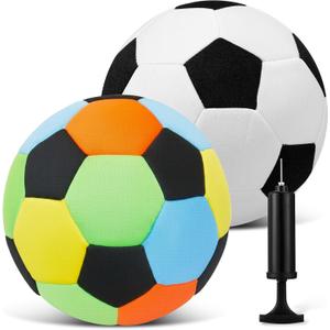 Soulchen 2 Pack Indoor Soccer Balls Soft Soccer Balls Size 4 for Kids Sports Gift Created for Ages 3+ Kids Boys Girls Practice Juggling Inside Your Home and Yard