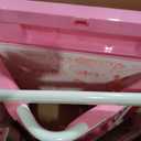 Kids Desk and Chair Set, Height Adjustable Children School Study Desk with Tilt Desktop, Bookstand, LED Lamp, Metal Hook and Storage Drawer for Boys Girls, Pink