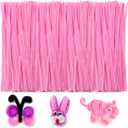 Iooleem 200pcs Pink Pipe Cleaners, Chenille Stems, Pipe Cleaners for Crafts, Pipe Cleaner Crafts, Art and Craft Supplies. (Small Pack)