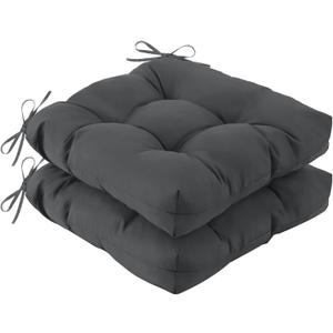 IASEAHK Outdoor Chair Cushions Set of 2, 19" x 19" x 5", Waterproof Outdoor Seat Cushions for Patio Furniture, Fade-Resistant Patio Chair Cushion, Dining Wicker Chair Pads for Porch Garden, Dark Grey