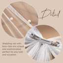 SWEETV Bridal Hair Bow Veil White Bow Clip Bachelorette Party Decorations Pearl Accessories Bride to Be Bridal Shower Gift