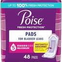 Poise Incontinence & Postpartum Pads for Bladder Leaks, 5 Drop Maximum Absorbency, Regular Length,(2)48 Count, Packaging May Vary