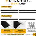 8 x 8 ft Garage Door Brush Seal Kit, 3-Inch Roll Up Door Weather Stripping with Aluminum Track, Heavy Duty Nylon Brush for Commercial Doors, Warehouses & Barns, Blocks Drafts, Dust & Pests