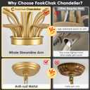24 Light Gold Chandelier 51'' Large Candle Chandeliers for High Ceiling Foyer Brushed Brass Gold Chandelier Light Fixture for Large Living Room Dining Room Stairs Entry Restaurant Hotel