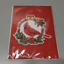 Red Cardinal Wreath Merry Christmas Cards 2025, Pop Up Christmas Cards w Envelope, 3D Xmas Card, Holiday Greeting Card Gifts for Her Him Wife Husband Family Son Mum Dad PQ
