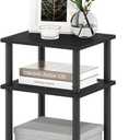 Furinno JUST Side Table, 3-Tier End Table, Open Shelves Night Stand, Bedside Table, Toolless Assembly, for Living Room, Bedroom, Bathroom, Americano