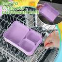 Vesici 3 Pack Bento Box, Bpa-free, 3 Compartment Leak Proof Lunch Snack Box with Lids Meal Prep Food Storage Container for Fridge Microwave Safe Work(Deep Sea Blue, Lake Blue, Purple)