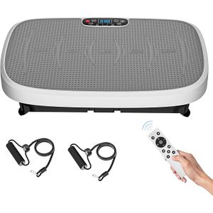 Vibration Plate Exercise Machine - Whole Body Vibration Platform for Home & Office, Vibrating Equipment with Resistance Bands, Low Noise Vibration Plates for Weight Loss & Lymphatic Drainage
