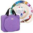 LoDrid Embroidery Kit, Embroidery Project Bag with Embroidery Kit, Portable Craft Carry Case with Starter Kit, Embroidery Supplies Storage Bag and Cross Stitch Kits for Beginner, Adults, Purple