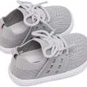 BMCiTYBM Baby First Walking Shoes Boys Girls Infant Sneakers Breathable 6 9 12 18 24 Months Grey Size 6-12 Months Infant (Gray)
