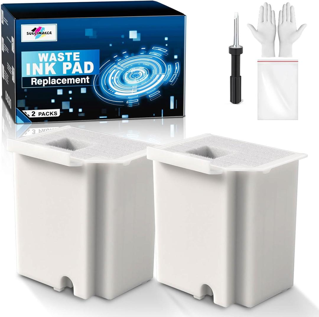 Waste Ink Pad Replacement with Reset Software for Ecotank ET-4800 ET-2800 ET-2803 ET-2720 ET-2400 ET-4700 ET4800 ET2800 ET2803 ET2720 2800 4800 2803 Printers, Waste Ink Pad Maintenance Box (2 Packs)