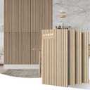AKUMAX Wood Slat Acoustic Wall Panels, 4 Pack 24 x 48 in Each, 31 ft², NRC 0.80 Sound Absorbing 3D Slat Wall Paneling with Real Wood Veneer, 0.7" Thick, E0 MDF and PET Felt, Classic Oak