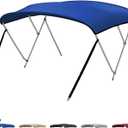 KEMIMOTO Bimini Top for Boat, Bimini Tops Cover 600D Marine Grade Canvas Boat Canopy with 6ft Length 54 in - 96 in Width 46 in Height, Includes Mounting Hardware, Straps Rear Support Poles (3 Bow 6'L x 43"H x 61"-66"W, Blue)
