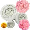 OPONIC 3D Rose Flower Fondant Silicone Molds, Set of 3 (3 rose flower)