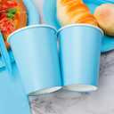 210-Piece Disposable Light Blue Paper Plates Party Supplies - Party Plates, Cups, And Napkins Sets, Light Blue Plastic Silverware, Serves 30 People