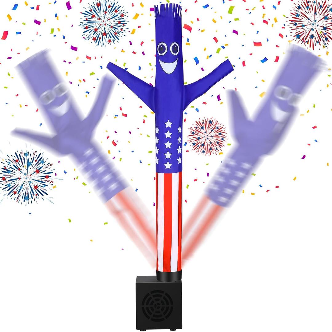 Poen 4th of July Table Centerpiece Decoration Mini Inflatable Tube Man Desktop Wacky Waving Tube Man for Patriotic Decorations USA Flag Party Favors Gag Gifts(Independence Day Style)