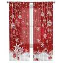 CosyBright Christmas Sheer Curtain 84 Inch Length 2 Panels Light Filtering Snowflake Window Curtain Red Sheer Voile Curtains Xmas Ball Glitter Sparkle Snow Rod Pocket Window Treatment for Living Room