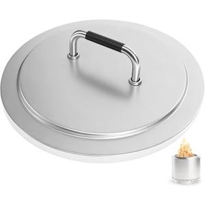 Fire Pit Lid for Solo Stove Bonfire 19.5", 304 Stainless Steel Cover with Heat-Resistant Handle, Round Fire Pit Lid for Outdoor Camping Backyard, Bonfire Accessories