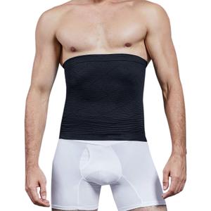 Men Waist Trainer Compression Abdominal Belt Tummy Control Waist Trimmer Body Shaper Workout Slimming Shapewear (Black, S)