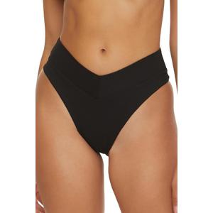 BECCA Women's Modern Edge High Waisted Bikini Bottom, Cheeky Coverage, Swimwear Separates, Medium