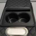 FREESOO Car Center Console Cover, Leather Armrest Cover for Car, Universal Middle Console Cushion with Storage Box, Cup Holder, Tissue Box & Phone Slot, Luxury Waterproof Interior Accessories, Black