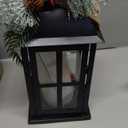 Baquler 1 Pc Decorative Lantern Hanging with LED Candle Metal Vintage Christmas Candle Holder Xmas Ornament for Indoor Outdoor Porch Decor Holiday Party Tables Centerpieces (Black)
