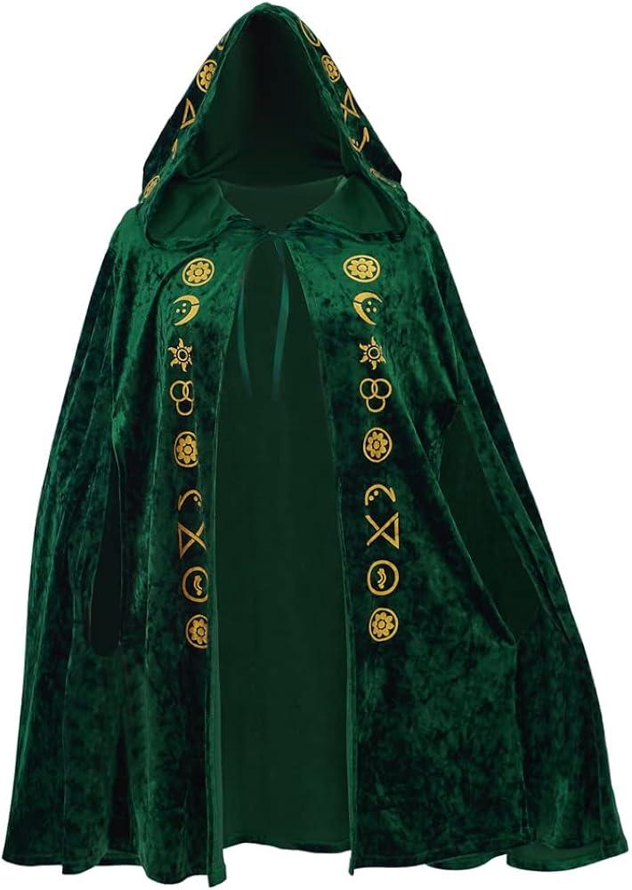 CosplayDiy Medieval Green Velvet Dress Witch Cosplay Costume Robes Adult for Women Plus Size
