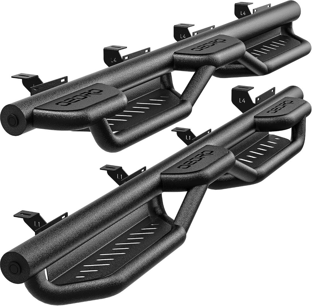 OEDRO Bed Access Running Boards Fit for 2020-2026 Jeep Gladiator JT 4 Doors | Two-Stairs Side Steps for Crew Cab, Steel Nerf Bars, Black Powder Coated Rails