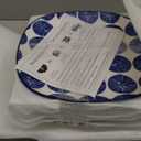 Selamica Porcelain 8-inch Square Dinner Plates, Salad Pasta Bowls, Set of 6, Vintage Blue