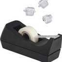 Desktop Tape Dispenser, Non-Skid Base - with 3 Extra Tape Dispenser Replacement Core, Perfect for Office, Home, School - Value Pack
