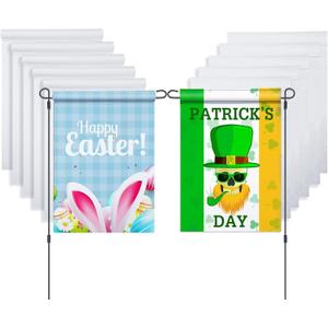 10 Pcs Sublimation Blank Garden Flag 12 x 18 Inch for St Patrick's Day and Easter Day Decoration Double Sided DIY Polyester Yard Flags for Outdoor Courtyard Party Home Holiday Festival