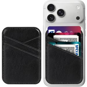 Miroddi for MagSafe Wallet, Magnetic Wallet for iPhone 17/16/15/14/13/12 Series, 0.12 Ultra-Thin Leather Magnetic Phone Card Holder, 3 Card Slots, Fits 3 Cards, Crazy Horse Leather, Black