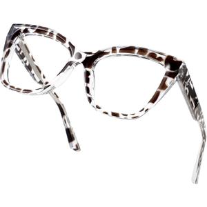 Women's Oversized Blue Light Blocking Glasses, Cat Eye Computer Gaming Glasses Anti Eyestrain & UV Glare RF6217 (Leopard Cateye Frame)