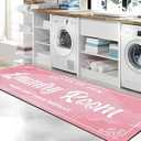 Laundry Room Rug Non Slip Floor mats Farmhouse Large Laundry Rugs for Pink Laundry Runner Room Mat Washer and Dryer Carpet Laundry Room Decor 24x72inch(Pink)