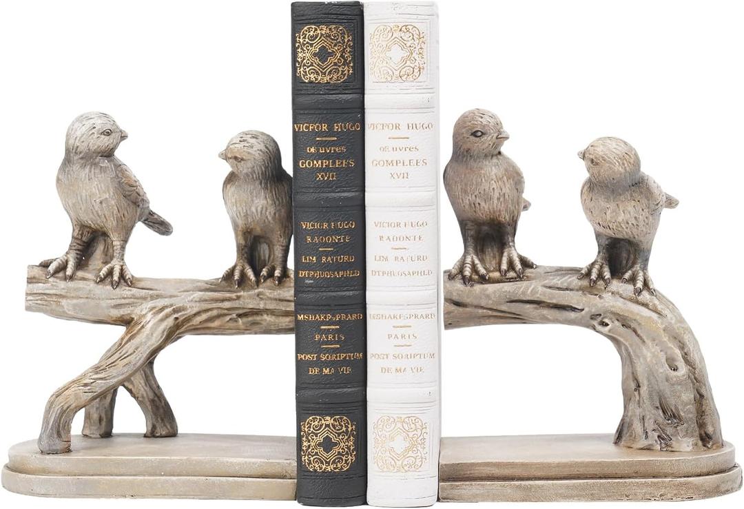 Decorative-Bookends Birds Book-Ends Heavy Duty - Unique Book Ends to Hold Books Heavy Duty Antique Book Stoppers for Shelf Office Desk Books Stand Organizer 2.3 LBS 4.75 * 4 * 6 in Newman House Studio