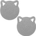 7.2 Inch Trivets for Hot Dishes, Pack of 2 Cotton Trivets for Hot Pots and Pans, Heat Resistant Hot Pads for Kitchen, Cat Ear Large Coaster Trivet Set, Hot Plate Mats for Kitchen Countertops (Light Gray)