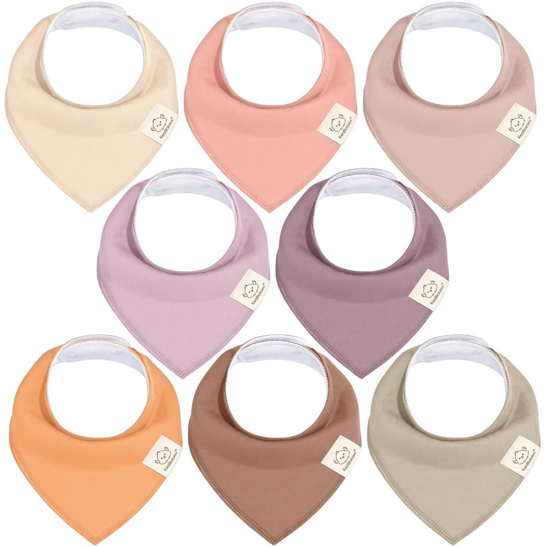 KeaBabies 8-Pack Organic Baby Bandana Bibs for Girls - Super Absorbent Triangle Baby Bibs for Drooling and Teething Infant, 100% Cotton Extra Soft for Newborn, Infant 0-36 Months (Mauve)