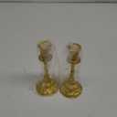 OwnMy Set of 2 Taper Candle Holders Vintage Metal Pillar Candlestick Holders 7.4, Elegant Brass Candle Stick Holders Decor Candelabra Set for Dining Table Centerpieces Wedding Home Decoration, Gold