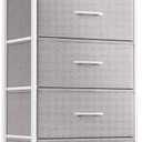 ODK Dresser for Bedroom with 4 Storage Drawers, Small Dresser Chest of Fabric Drawers with Sturdy Steel Frame, Wood Top, Light Grey