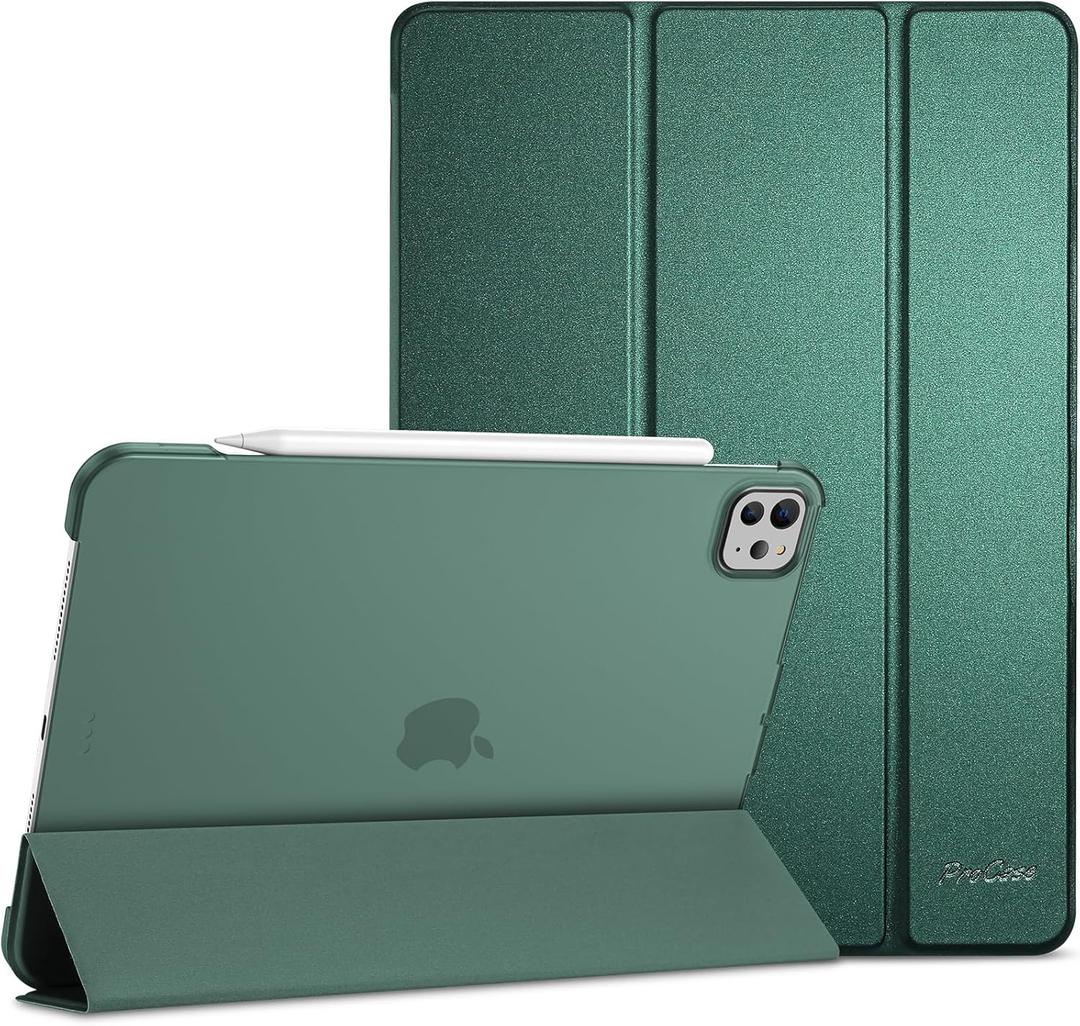 ProCase Smart Case for iPad Pro 11 Inch (M4) 2024 (Model: A2836/A2837/A3006), Slim Folio Stand Hard Back Shell Protective Tablet Cover for iPad Pro 11" 5th Generation 2024 -Mgreen