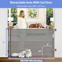 Retractable Dog Gate with Cat Door 55" Wide Retractable Pet Gate with Cat Door Mesh Dog Gate Retractable Baby Gates for Doorway Retractable Puppy Gate for The House Retractable Outdoor Gate for Deck