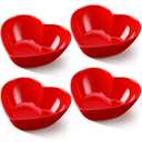 Maxdot Red 4 Pcs Large Heart Shaped Bowls, 8.9 Inch Plastic Heart Serving Bowls for Fruit, Sauce, Snacks, Candy, Dessert, Salad,Wedding Party Table Decor